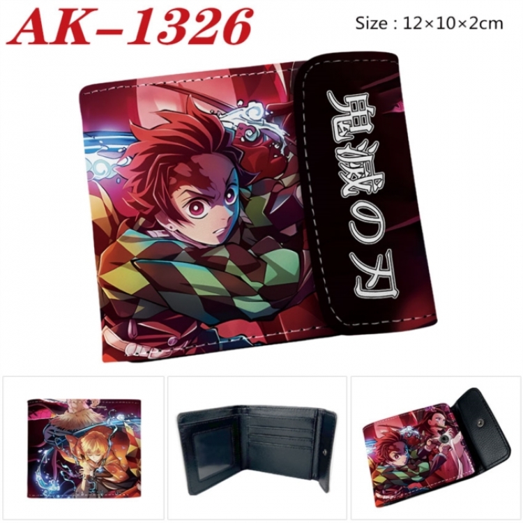 Demon Slayer Kimets Anime PU leather full color buckle two fold wallet 12X10X2CM