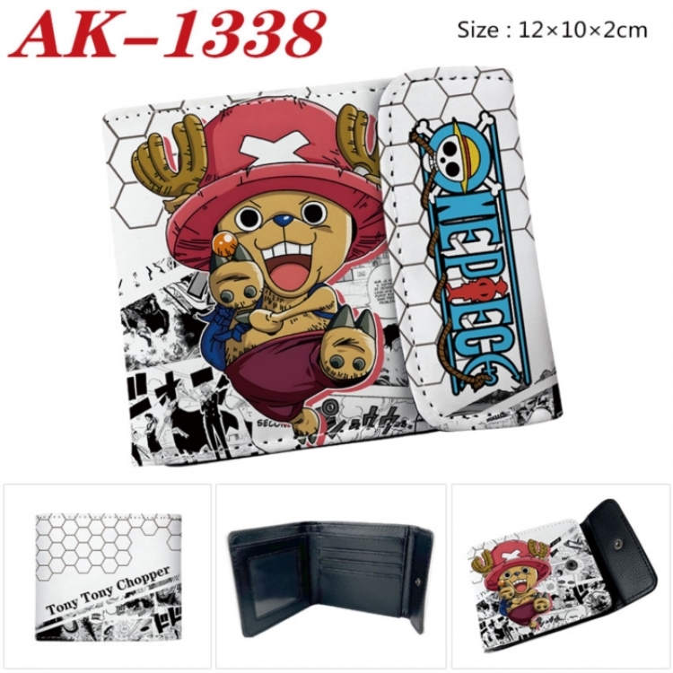One Piece Anime PU leather full color buckle two fold wallet 12X10X2CM