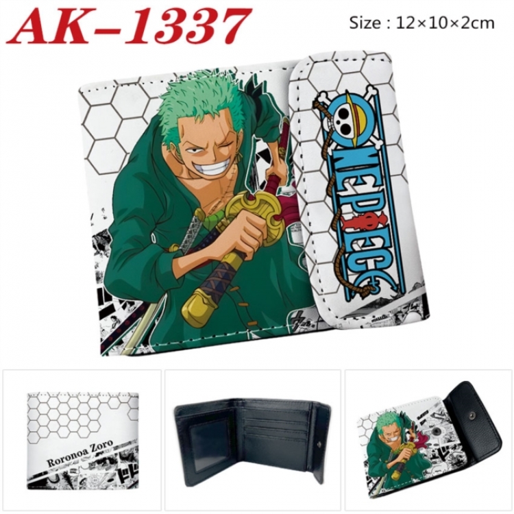 One Piece Anime PU leather full color buckle two fold wallet 12X10X2CM