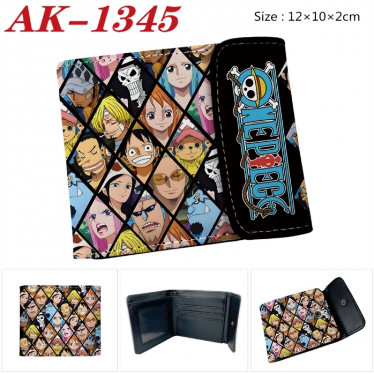 One Piece Anime PU leather full color buckle two fold wallet 12X10X2CM