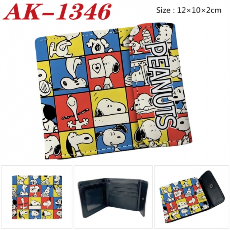 Peanuts Anime PU leather full color buckle two fold wallet 12X10X2CM