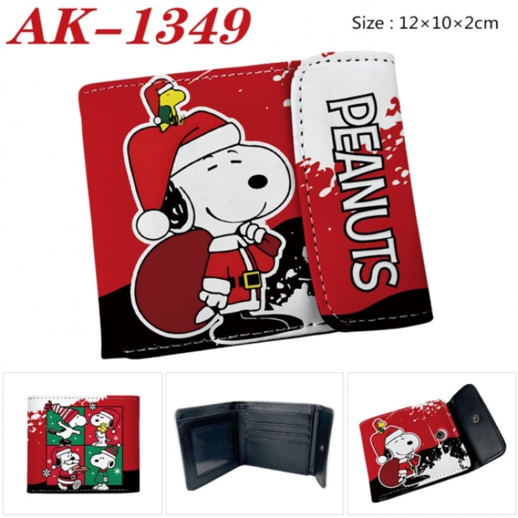 Peanuts Anime PU leather full color buckle two fold wallet 12X10X2CM