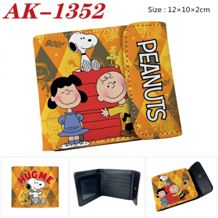 Peanuts Anime PU leather full color buckle two fold wallet 12X10X2CM