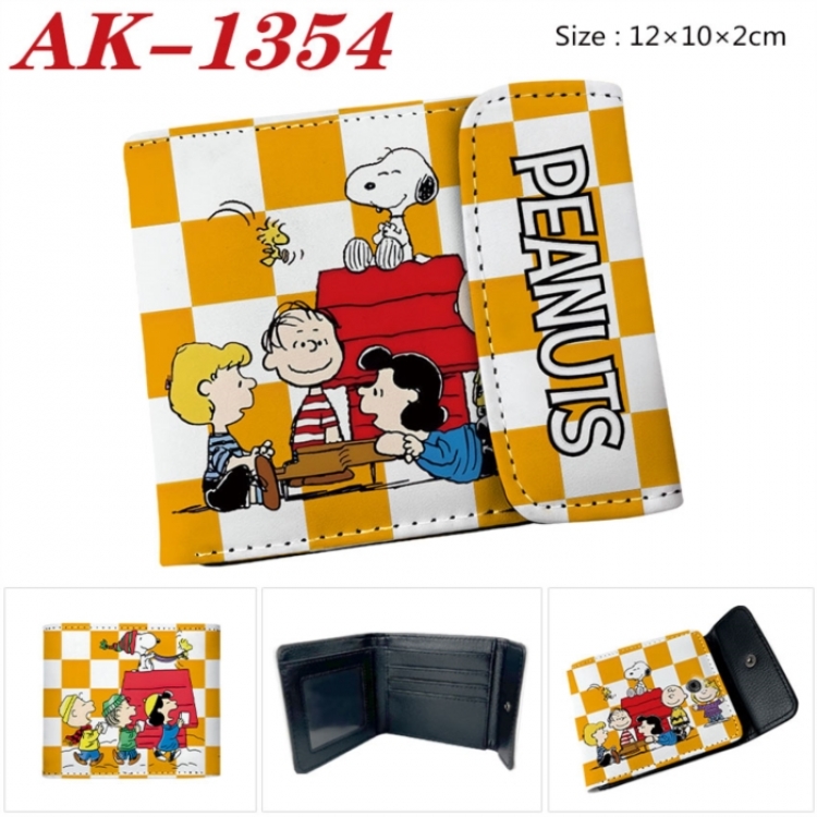 Peanuts Anime PU leather full color buckle two fold wallet 12X10X2CM