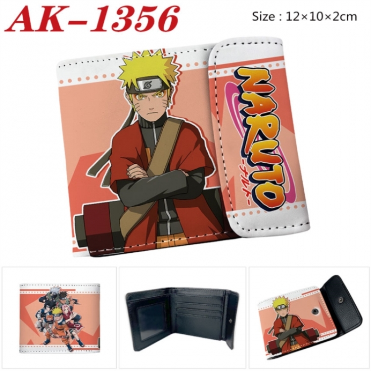 Naruto Anime PU leather full color buckle two fold wallet 12X10X2CM