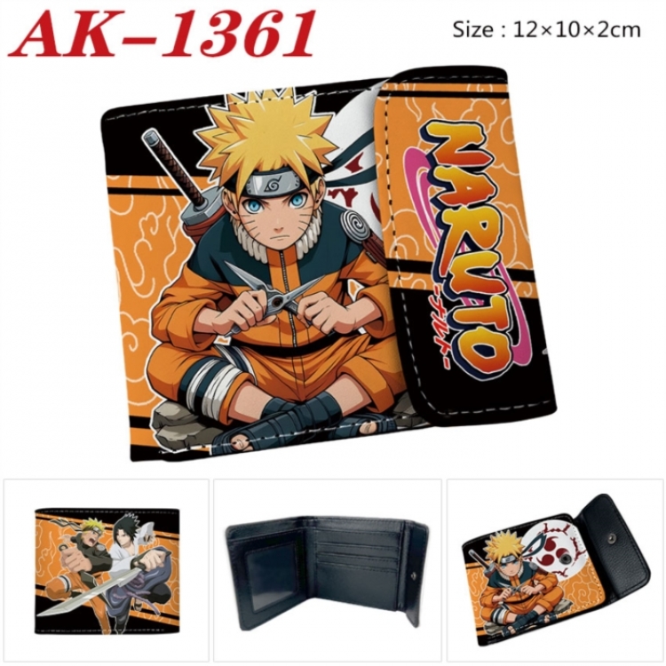 Naruto Anime PU leather full color buckle two fold wallet 12X10X2CM
