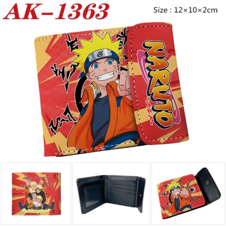 Naruto Anime PU leather full color buckle two fold wallet 12X10X2CM