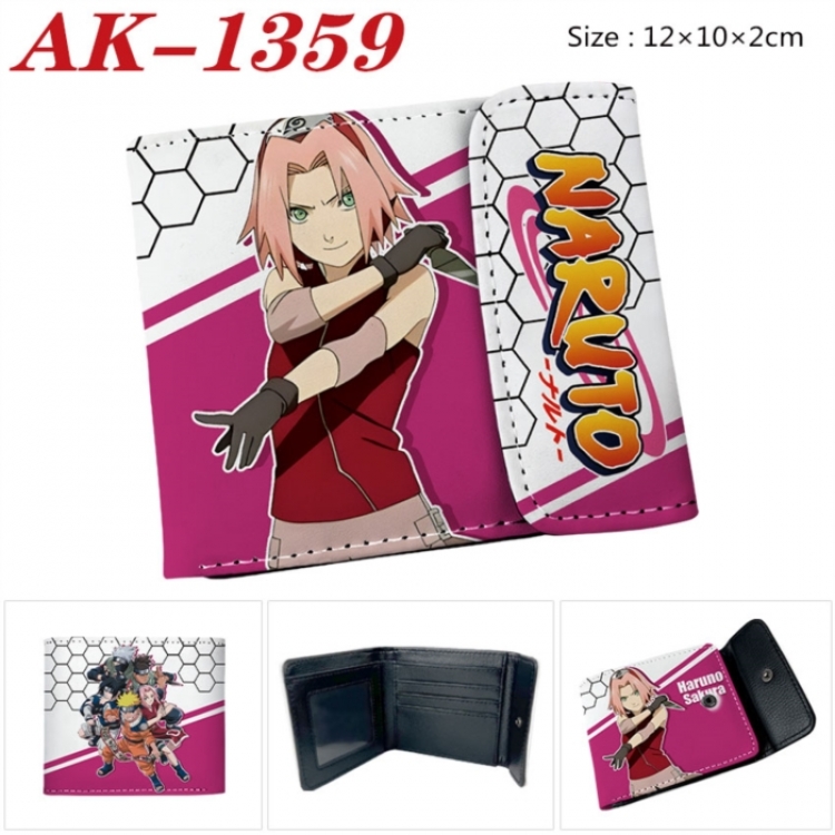 Naruto Anime PU leather full color buckle two fold wallet 12X10X2CM