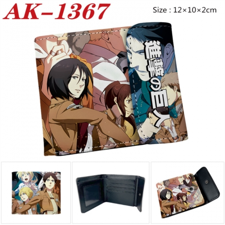 Shingeki no Kyojin Anime PU leather full color buckle two fold wallet 12X10X2CM