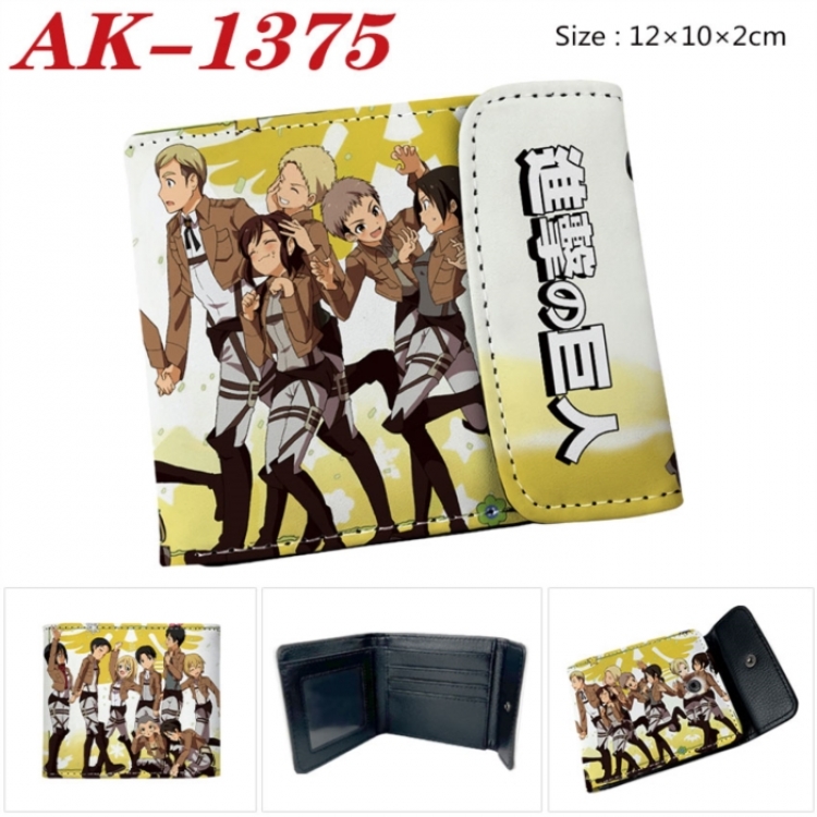 Shingeki no Kyojin Anime PU leather full color buckle two fold wallet 12X10X2CM