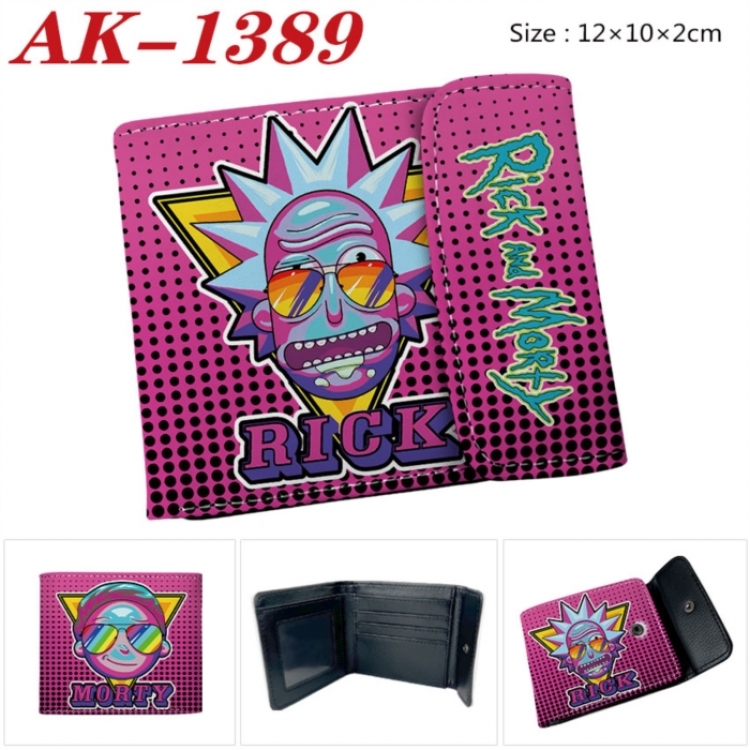Rick and Morty Anime PU leather full color buckle two fold wallet 12X10X2CM