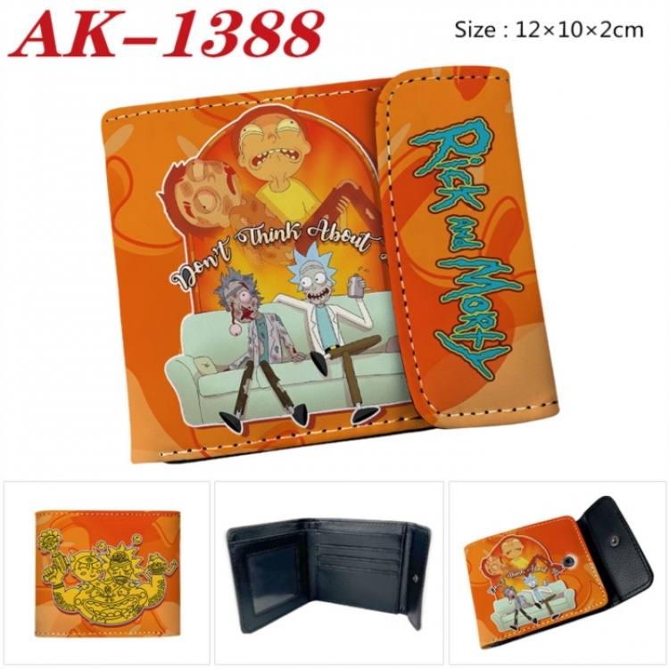 Rick and Morty Anime PU leather full color buckle two fold wallet 12X10X2CM