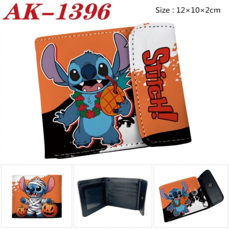 Lilo & Stitch Anime PU leather full color buckle two fold wallet 12X10X2CM