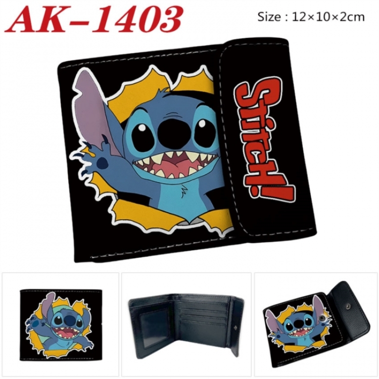 Lilo & Stitch Anime PU leather full color buckle two fold wallet 12X10X2CM