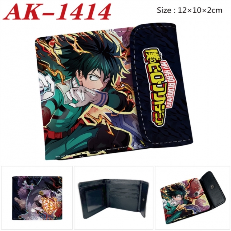 My Hero Academia Anime PU leather full color buckle two fold wallet 12X10X2CM
