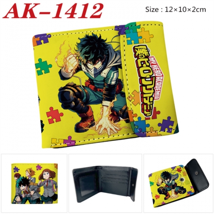 My Hero Academia Anime PU leather full color buckle two fold wallet 12X10X2CM