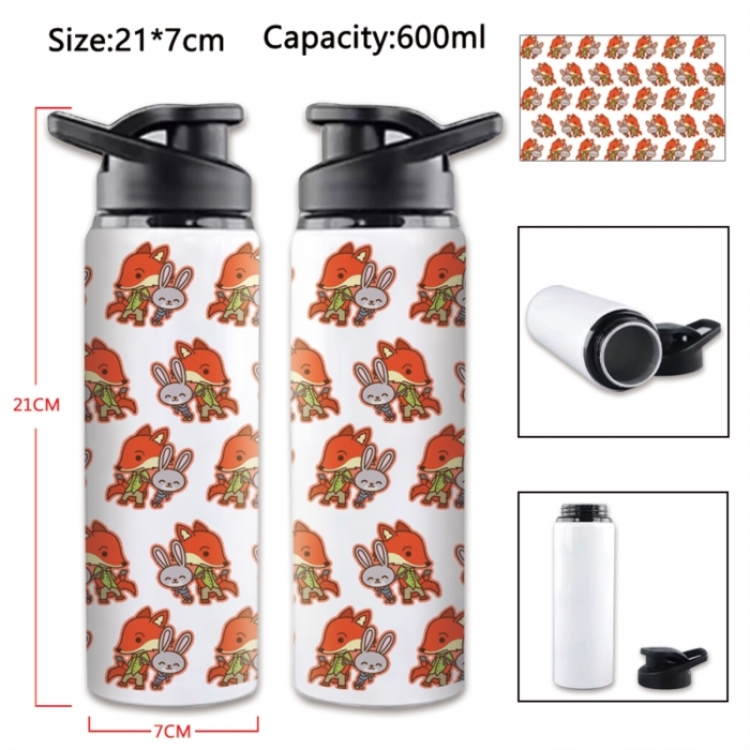 Zootopia Anime Printed Outdoor Sports Water Bottle 600ml 21x7cm