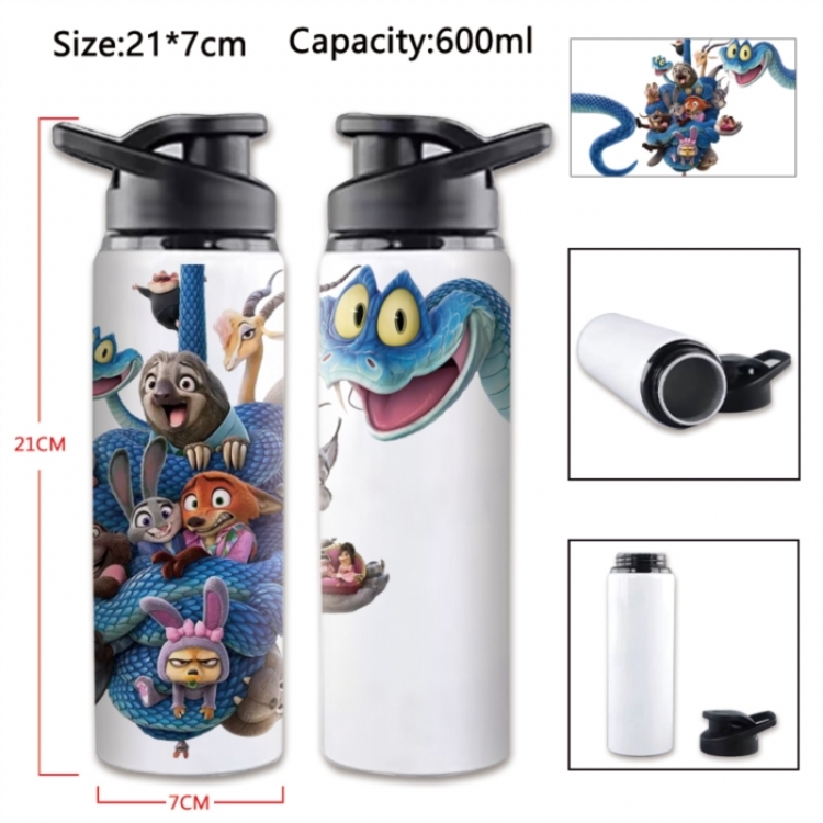 Zootopia Anime Printed Outdoor Sports Water Bottle 600ml 21x7cm