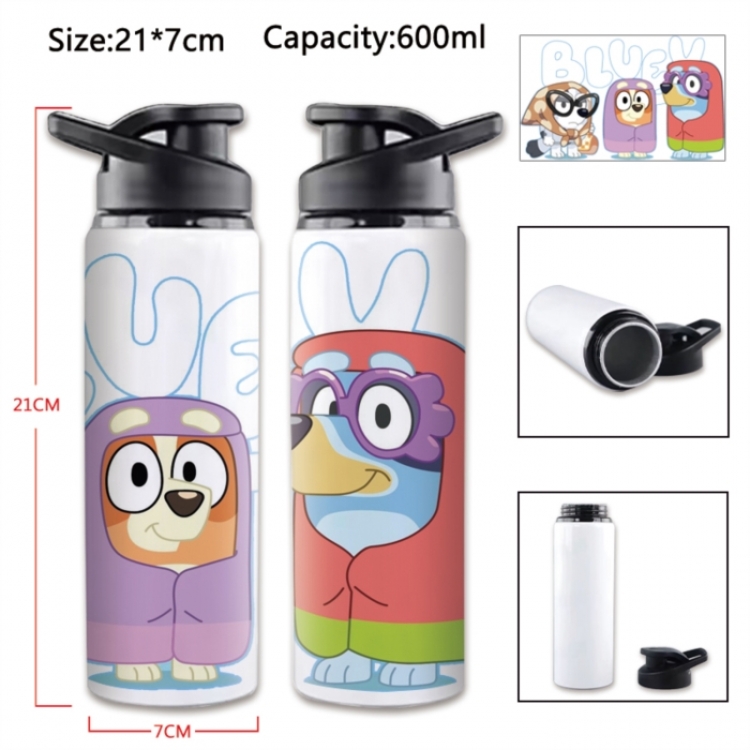 Bluey Anime Printed Outdoor Sports Water Bottle 600ml 21x7cm