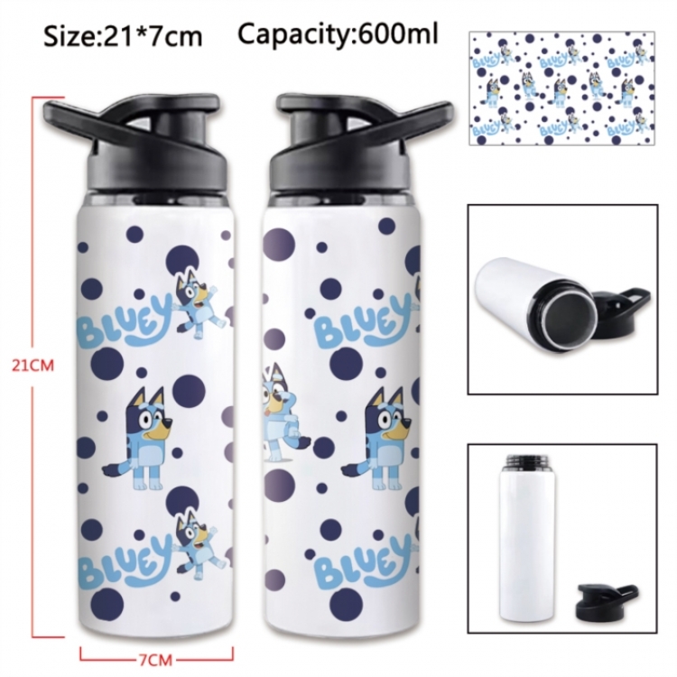 Bluey Anime Printed Outdoor Sports Water Bottle 600ml 21x7cm