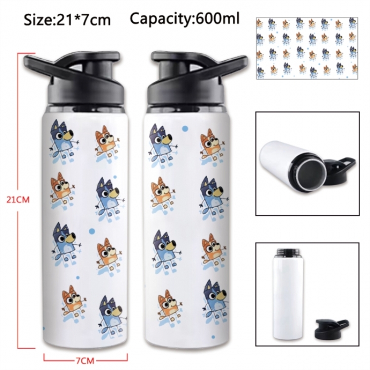 Bluey Anime Printed Outdoor Sports Water Bottle 600ml 21x7cm