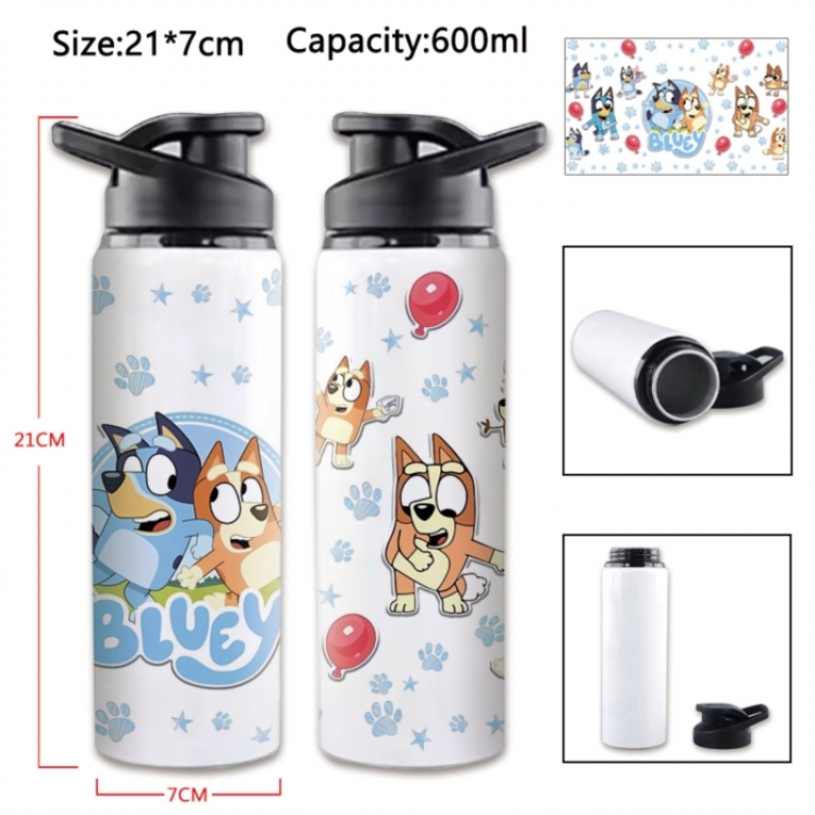 Bluey Anime Printed Outdoor Sports Water Bottle 600ml 21x7cm