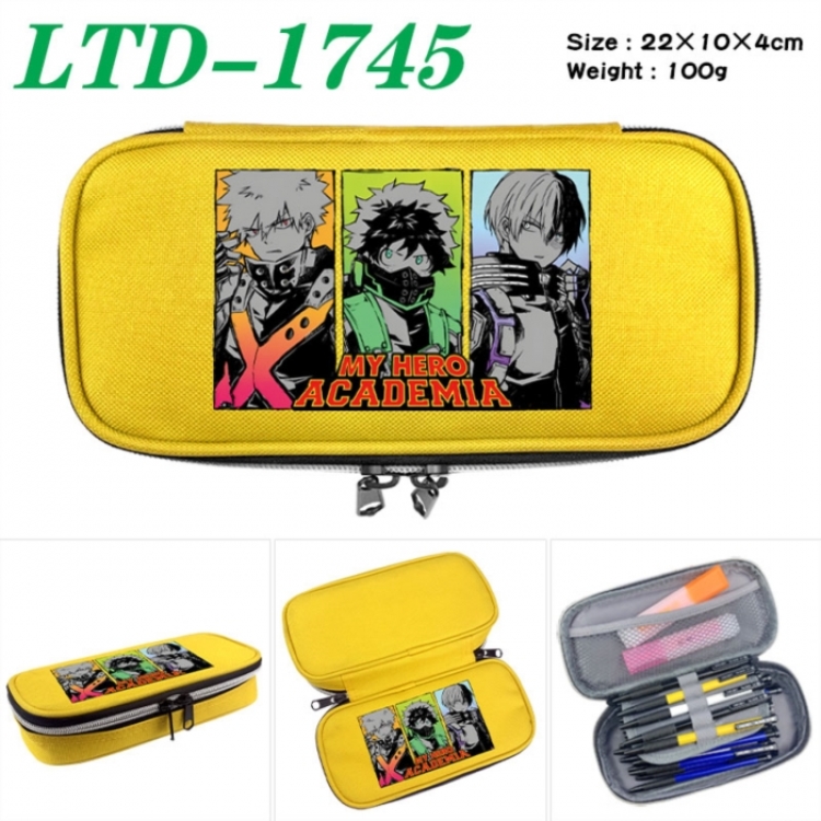 My Hero Academia Anime Waterproof canvas zipper clamshell pencil case pencil case 22x10x4cm