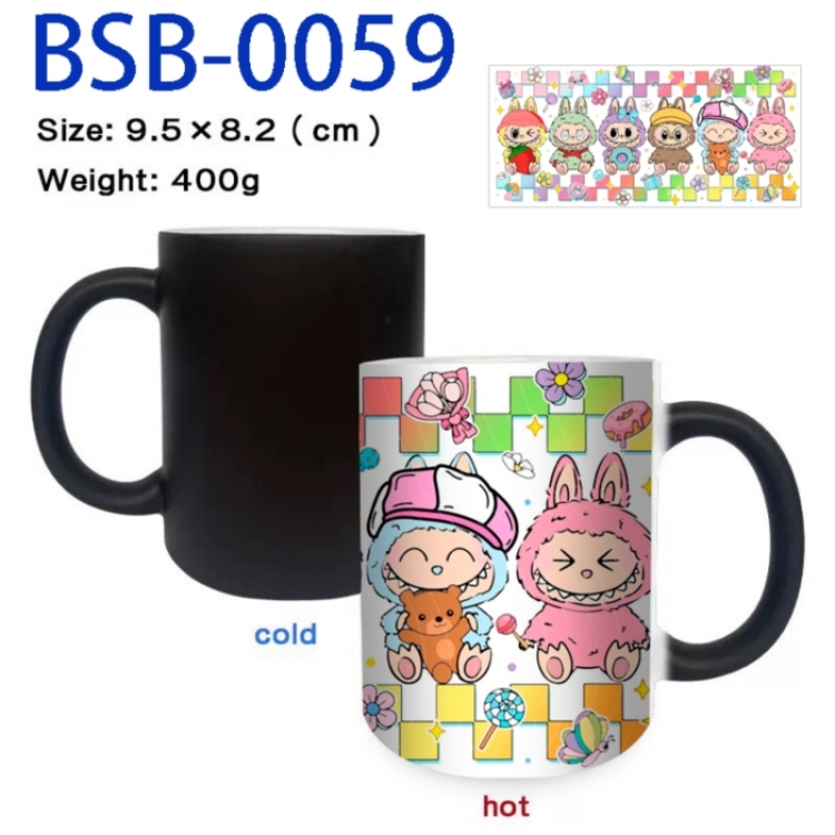 Labubu Anime peripherals color changing ceramic cup tea cup mug 9.5X8.2cm