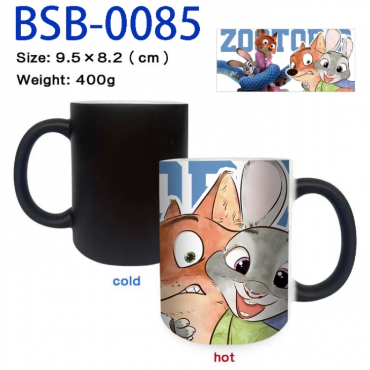 Zootopia Anime peripherals color changing ceramic cup tea cup mug 9.5X8.2cm