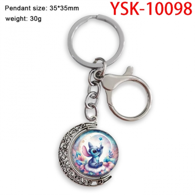 Lilo & Stitch Anime double-sided crystal rotating gemstone keychain pendant price for 5 pcs