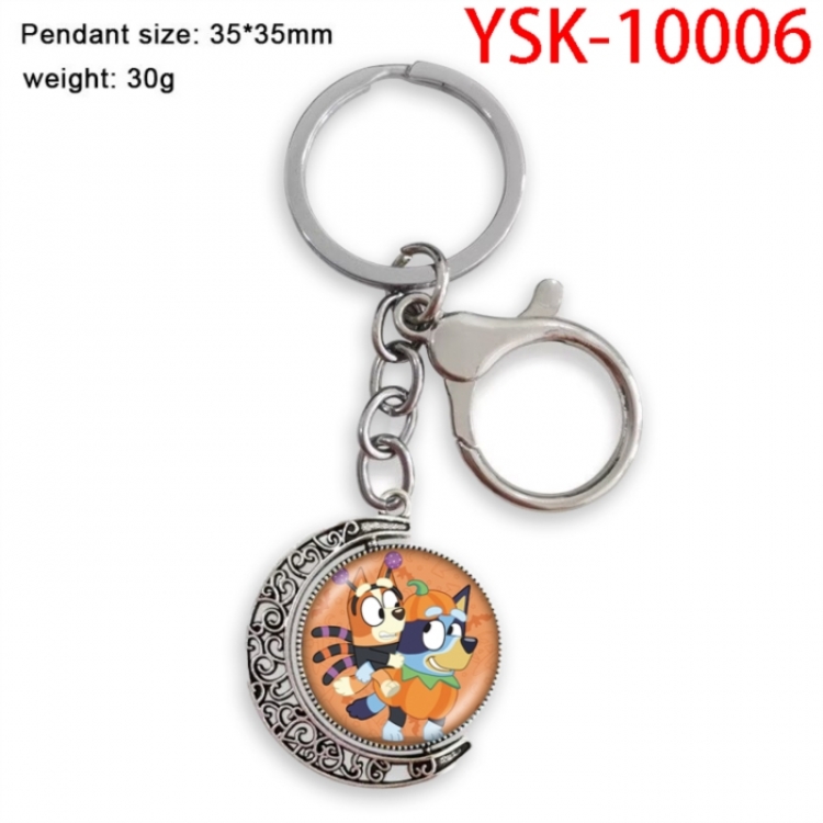 Bluey Anime double-sided crystal rotating gemstone keychain pendant price for 5 pcs