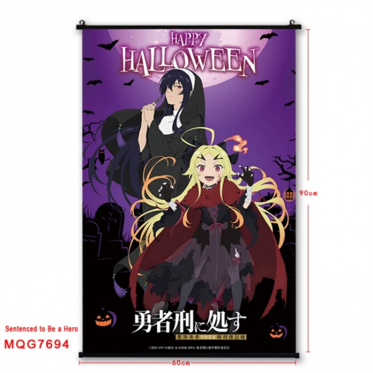 Punish the Brave Anime black Plastic rod Cloth painting Satin cloth Wall Scroll 60X90CM 