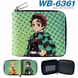 Demon Slayer Kimets Anime color short full zip folding wallet 10x12x2.5cm