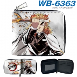 Demon Slayer Kimets Anime color short full zip folding wallet 10x12x2.5cm