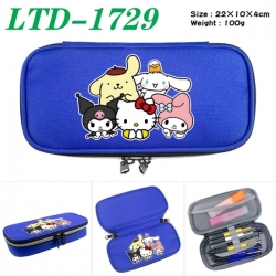 Sanrio Anime Waterproof canvas zipper clamshell pencil case pencil case 22x10x4cm