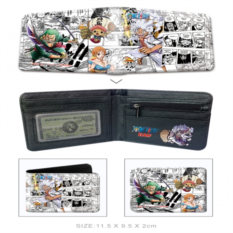 One Piece 3D concave convex two fold  shortshort wallet leather wallet 11X9.5 60G