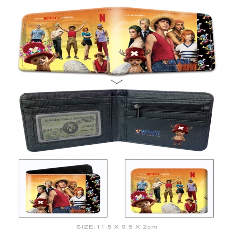 One Piece 3D concave convex two fold  shortshort wallet leather wallet 11X9.5 60G