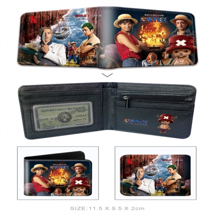 One Piece 3D concave convex two fold  shortshort wallet leather wallet 11X9.5 60G