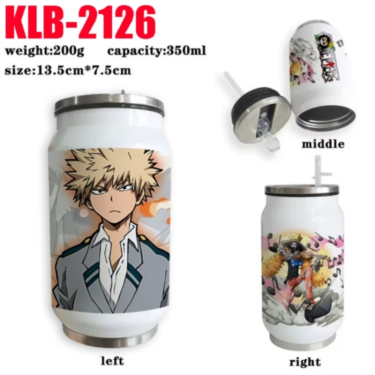My Hero Academia Anime Printed Stainless Steel Insulated Cup Straw Water Cup 350ML