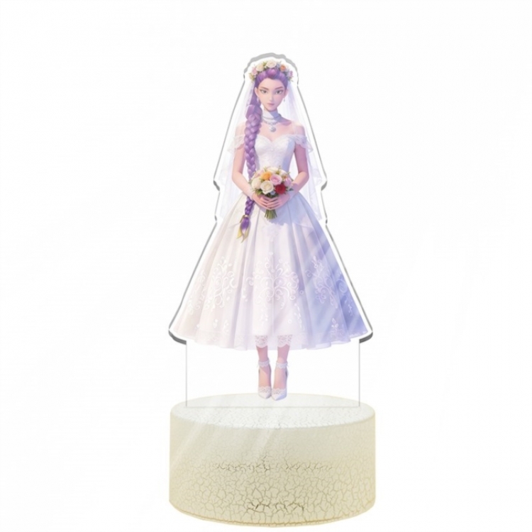 K-Pop Demon Hunters Acrylic Night Light 16 Color-changing USB Interface Box Set 19X7X4CM white base