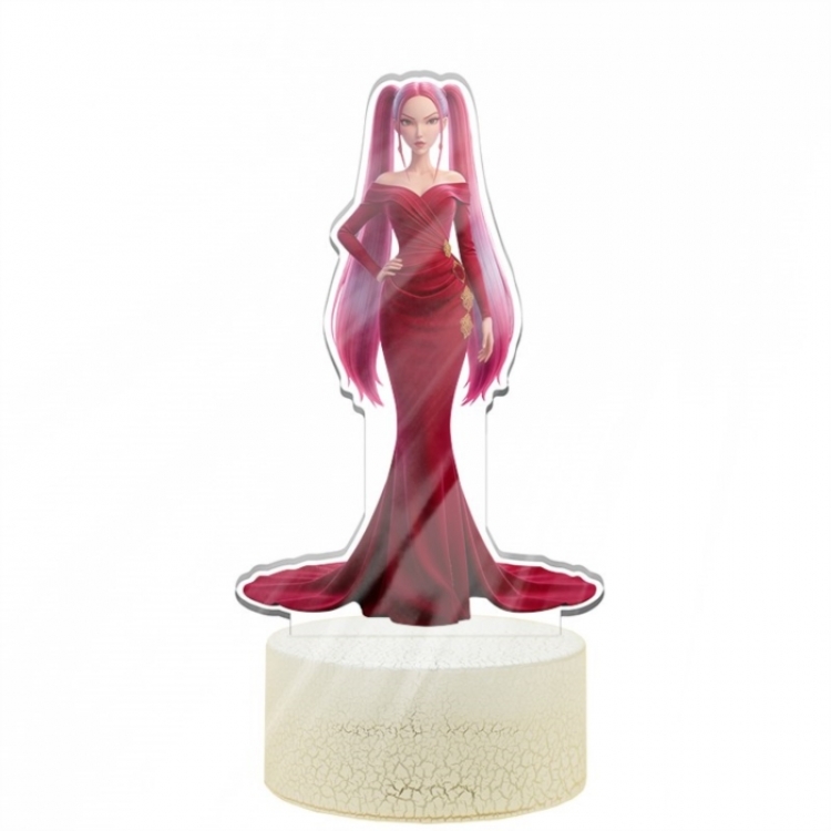 K-Pop Demon Hunters Acrylic Night Light 16 Color-changing USB Interface Box Set 19X7X4CM white base