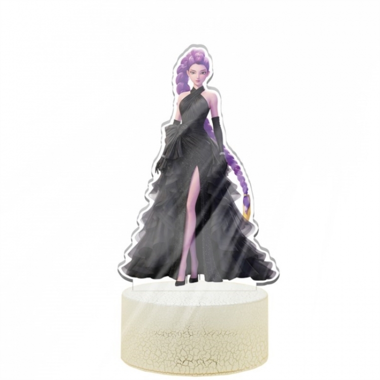 K-Pop Demon Hunters Acrylic Night Light 16 Color-changing USB Interface Box Set 19X7X4CM white base