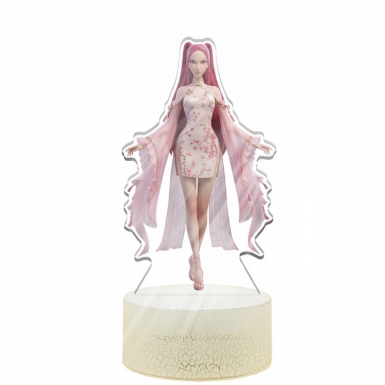 K-Pop Demon Hunters Acrylic Night Light 16 Color-changing USB Interface Box Set 19X7X4CM white base