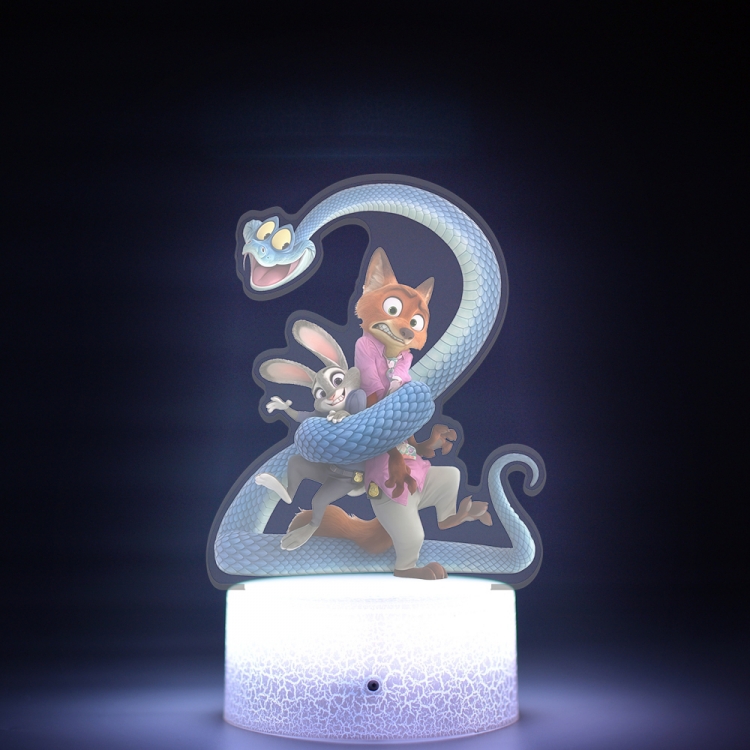 Zootopia Acrylic Night Light 16 Color-changing USB Interface Box Set 19X7X4CM white base
