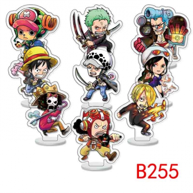 One Piece Anime Character acrylic Small Standing Plates  Keychain 6cm a set of 9