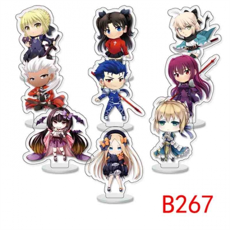 Fate stay night Anime Character acrylic Small Standing Plates  Keychain 6cm a set of 9
