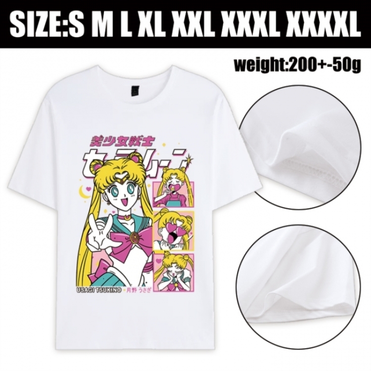 sailormoon Anime printed pure cotton short sleeved T-shirt from S to 4XL
