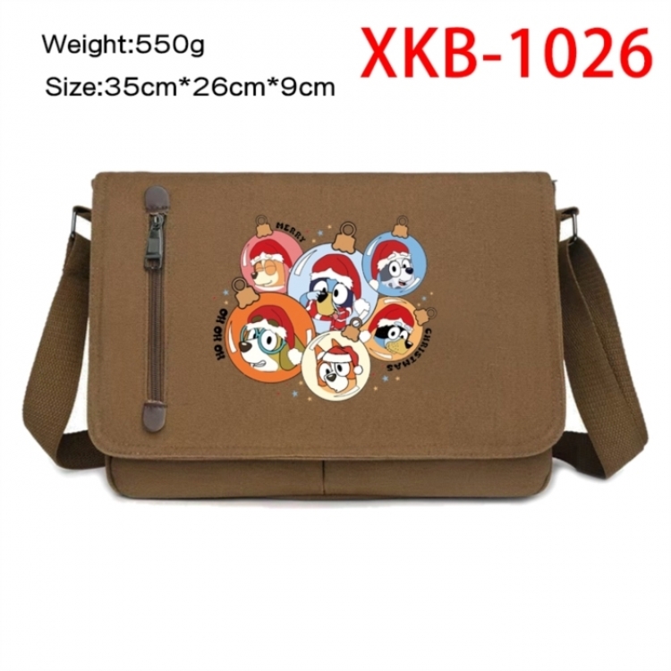 Bluey Anime Retro Canvas Shoulder Bag Crossbody Bag Mailman Bag 35x26x9cm