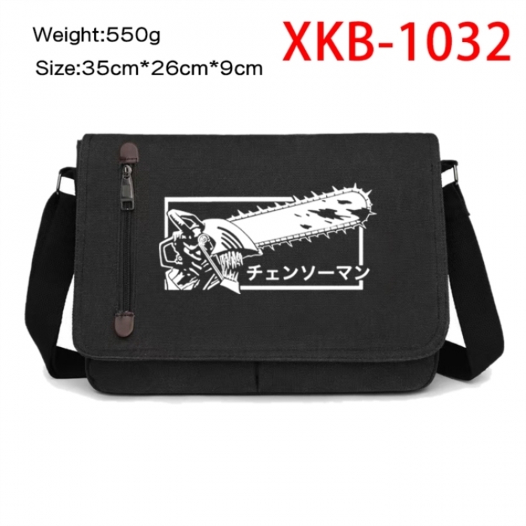 Chainsaw Man Anime Retro Canvas Shoulder Bag Crossbody Bag Mailman Bag 35x26x9cm