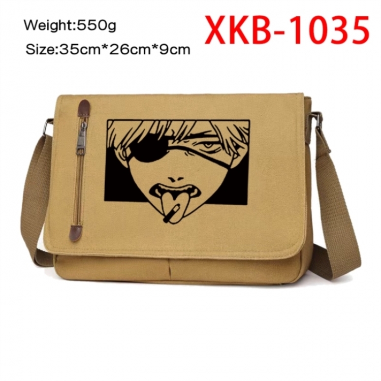 Chainsaw Man Anime Retro Canvas Shoulder Bag Crossbody Bag Mailman Bag 35x26x9cm